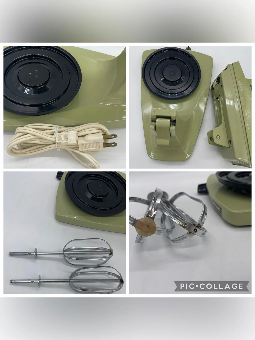 VTG Sunbeam Vista Mixmaster Mixer Stand/Hand VEM-M Green 2 Glasbake Bowls Manual